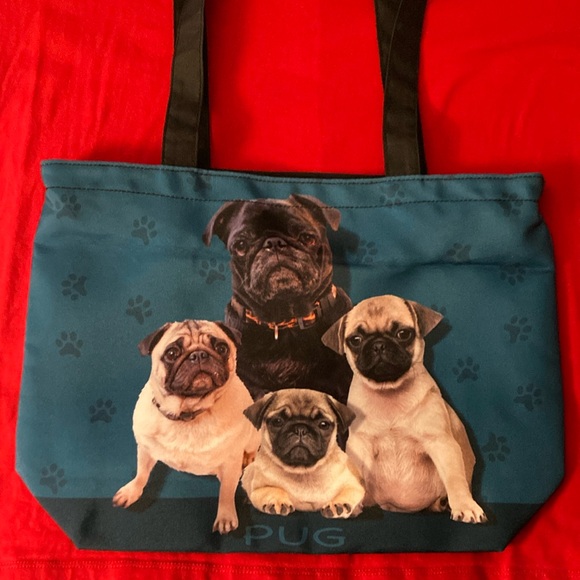Other - HOST PICK😀Pug Dog Tote Bag - Teal